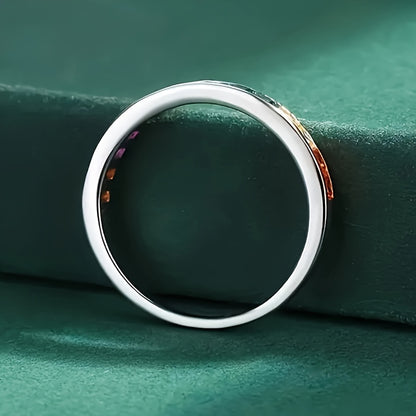 Simple Chic Inlaid Color Square Synthetic Gemstone Ring Ladies Party Casual Accessories