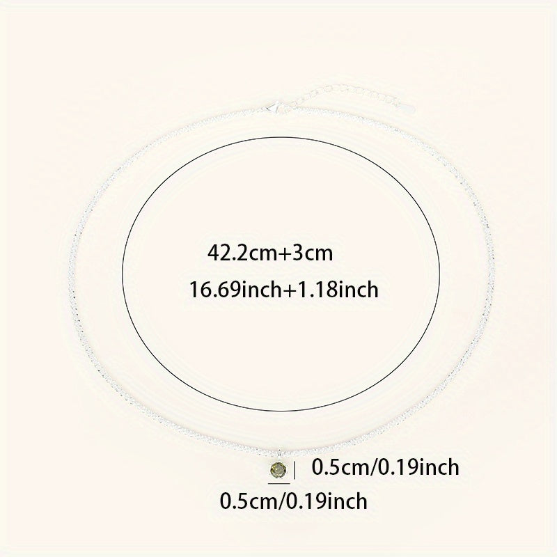 Ladies Olive Green Gemstone Single Stone 925 Silver Plated Necklace Women's Wedding Bridal Jewelry