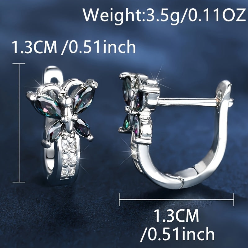 18K gold-plated oval-cut birthstone crystal Zirconia earrings, cute butterfly shape, synthetic cubic Zirconia, copper ear needles, Valentine's Day gift jewelry for all seasons