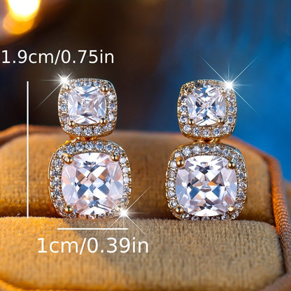 Luxury Shaped Stone Clip Earrings Stylish White Synthetic Zirconia Small Earrings Ladies Vintage Fashion Wedding Jewelry