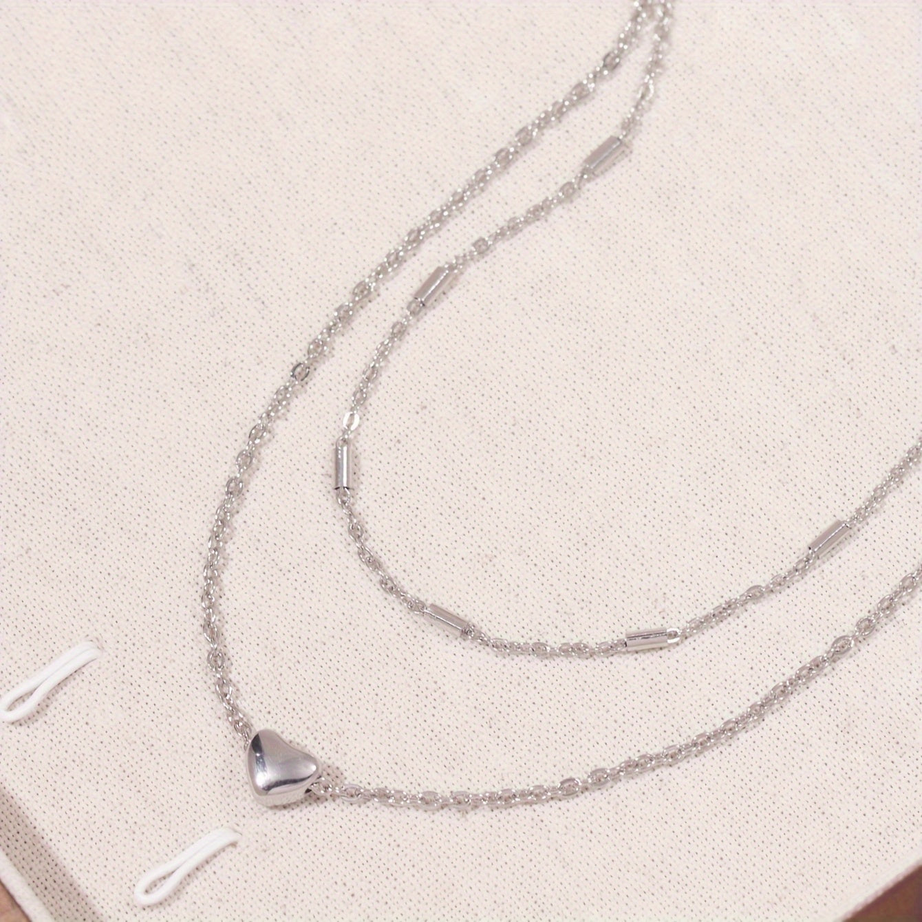 Unruly Minimalist Stainless Steel Heart Pendant Double Necklace, Ladies Party Jewelry Accessories