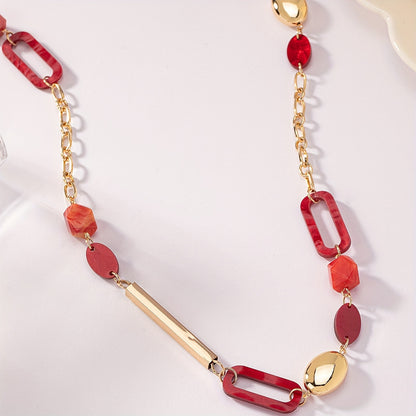 Bohemian Gold Plated Geometric Combination Long Necklace Sweater Chain