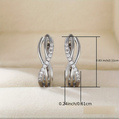 Romantic love knot silver plated ring drop earrings, Zirconia, wedding bridal earrings, ladies