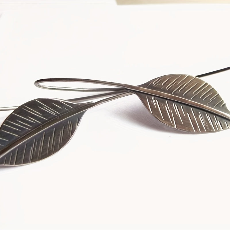 Vintage leaf pendant earrings simple style alloy jewelry fashion ladies gift