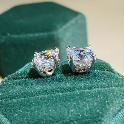 Elegant and simple style synthetic Zirconia stud earrings, suitable for women, April birthstone, copper bottom nickel plating, fashionable daily and holiday wear, Valentine's Day gift, suitable for all seasons