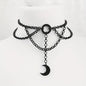 Gothic style black crescent pendant collar necklace, vintage style collar necklace, holiday fashion jewelry, Eid al-Fitr and Ramadan gifts