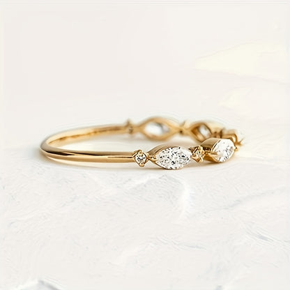 Elegant women's perpetual ring with cubic zirconia - simple single-row design, suitable for engagement and wedding, daily stacking wear