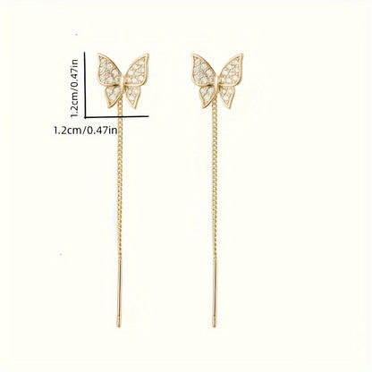 Elegant Yellow Butterfly Earrings - 925 Silver Stud Earrings, Alloy Material, Suitable for Daily Wear and Special Occasions, Creative Design, Holiday Birthday Parties, Anniversary Gifts