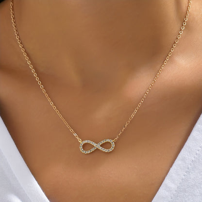 Exquisite Zirconia inlaid infinity symbol 8 letter pendant necklace Women's, holiday popular gift