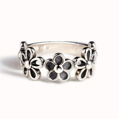 1 vintage elegant wreath women's black flower design bohemian alloy ring for everyday wear and parties