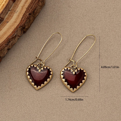 Valentine's Day Vintage Bohemian Red Drip Love Earrings