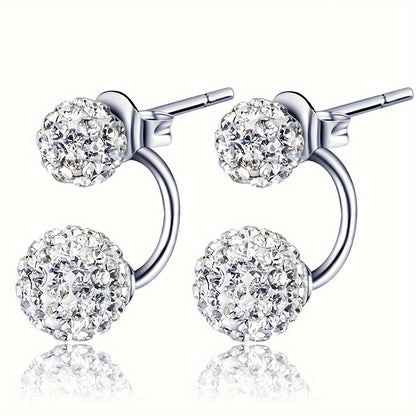 Elegant Double Flash Ball Earrings - Fashion Versatile, Synthetic Zircon, Handmade Ladies Alloy