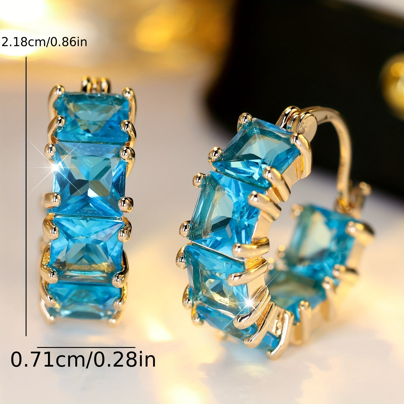 Ladies' Deluxe Blue Cubic Zirconia Ring Earrings, Vintage Style, Copper Base, Unplated, Suitable for Party and Wedding Fashion Accessories in All Seasons