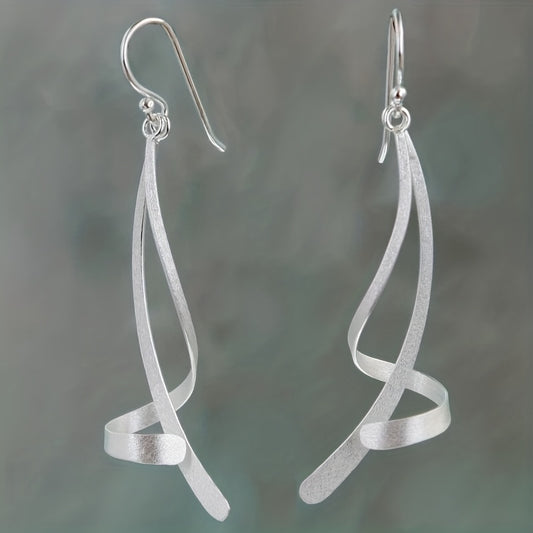 Silver Irregular Metal Line Design Pendant Earrings Vintage Minimalist Style Zinc Alloy Silver Plated Jewelry Daily Casual