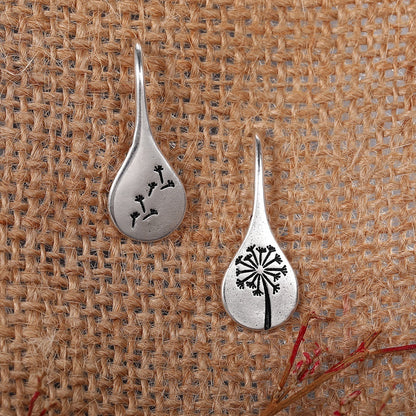 Exquisite Simple Retro 925 Silver Plated Dandelion Hanging Earrings Ladies Engagement Wedding Jewelry Personality Earrings