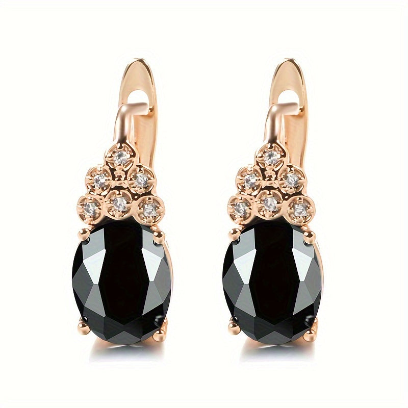 Copper drop earrings with oval faux square diamonds and mixed-color stone, wedding jewelry, Valentine's gifts, dress-up game accessories