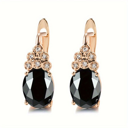 Copper drop earrings with oval faux square diamonds and mixed-color stone, wedding jewelry, Valentine's gifts, dress-up game accessories