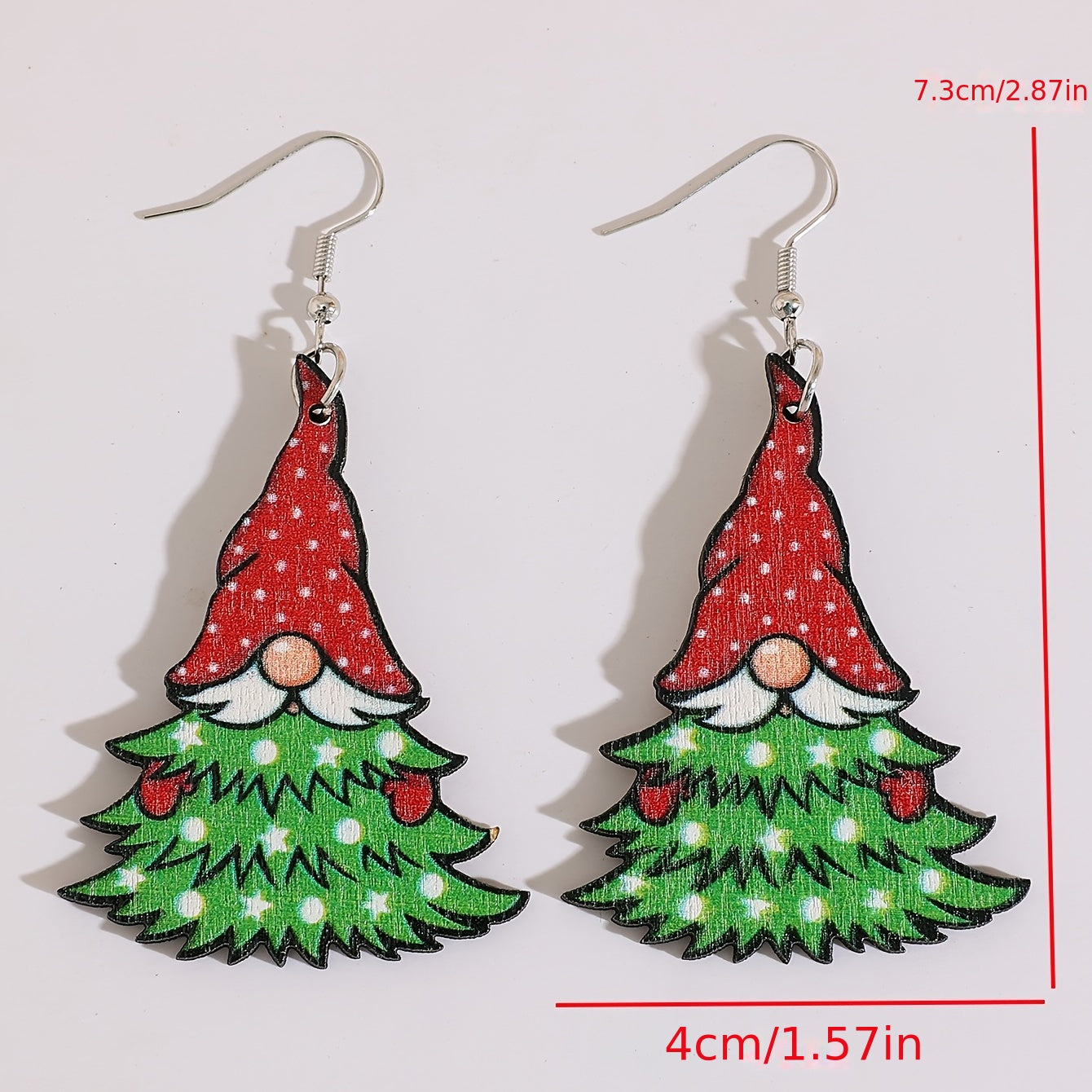 Creative Christmas Tree Design Santa Pattern Pendant Earrings Vintage Party Style Wooden Jewelry Cute Christmas Earrings