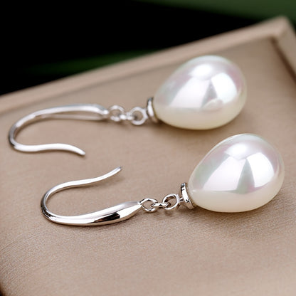 Water drop artificial pearl pendant earrings elegant simple style copper jewelry fashion women's earrings