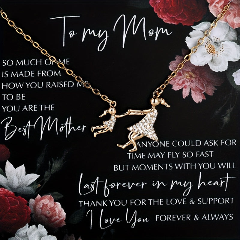 1 fashionable Zirconia mother-daughter pendant necklace, suitable for Women's daily wear