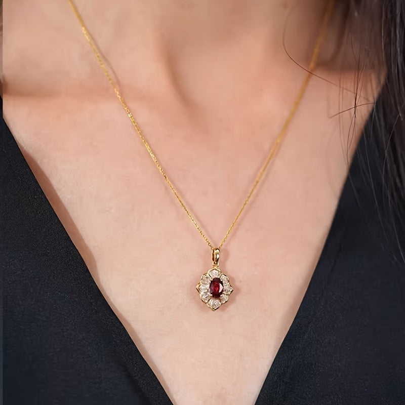 Vintage Oval Blue Synthetic Gemstone Pendant Necklace - Perfect for Ladies Holiday Party and Anniversary Gifts