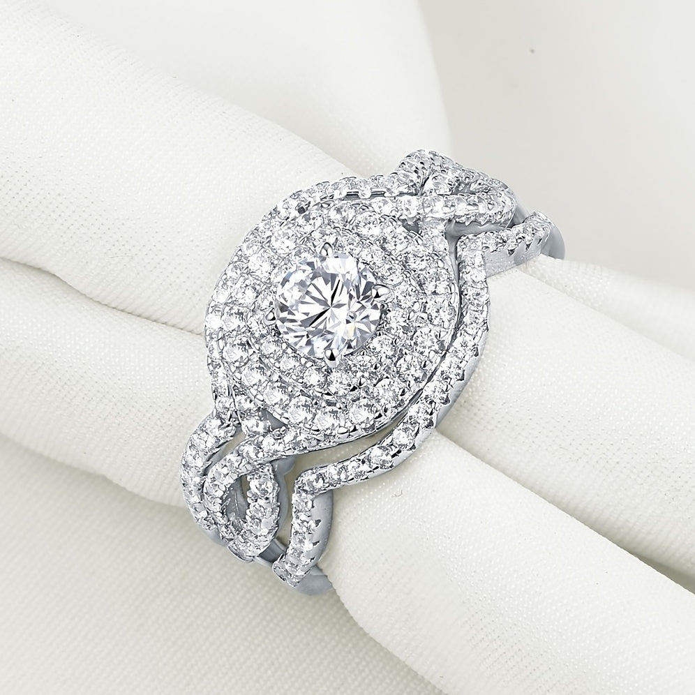 New Fashion 3-Piece Bridal Ring Set Micro Shop Zirconia Ring Women's Engagement Wedding Jewelry