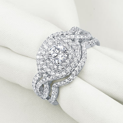 New Fashion 3-Piece Bridal Ring Set Micro Shop Zirconia Ring Women's Engagement Wedding Jewelry