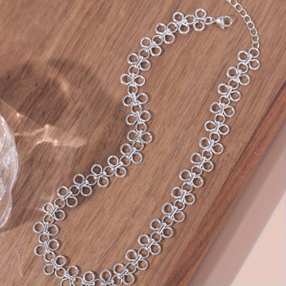 Punk Girl Weave Geometric Chain Metal Collar Necklace Music Festival Party Accessories