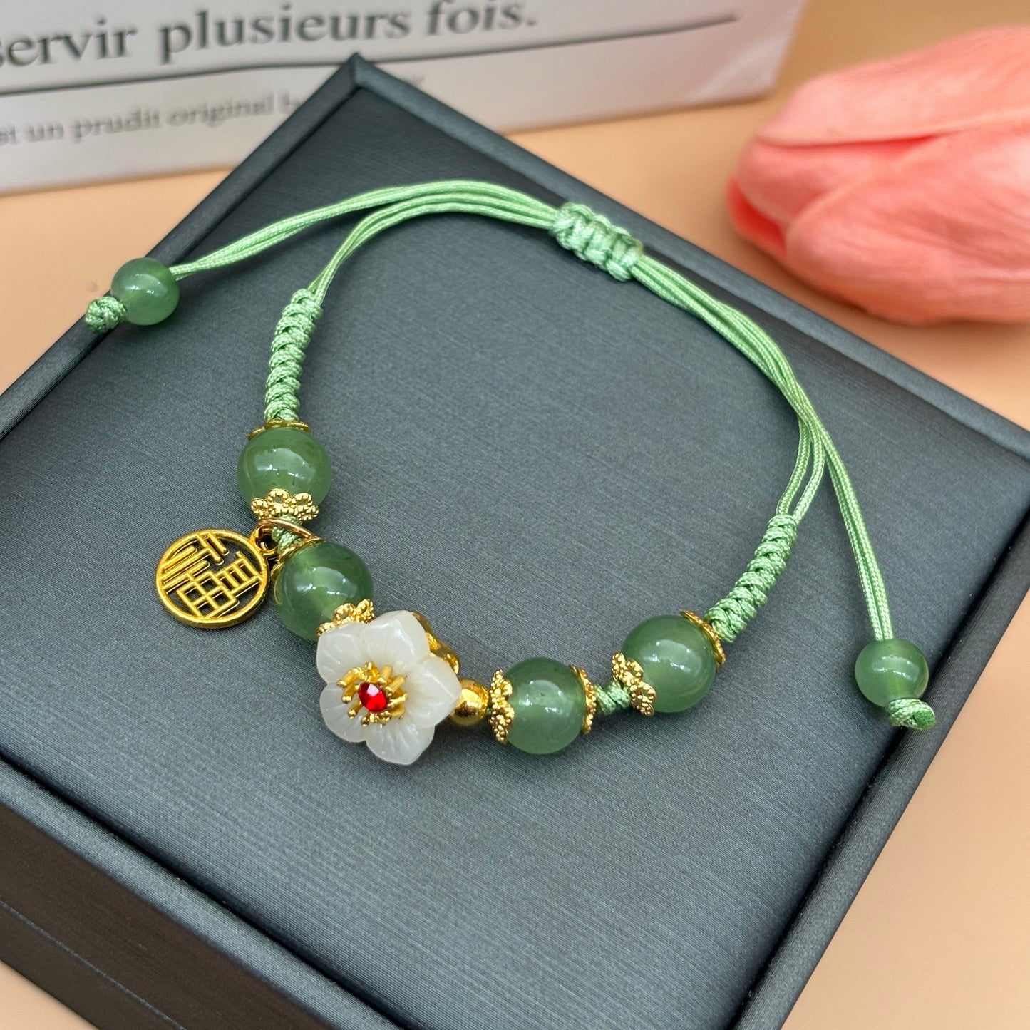 1-piece woven red rope Ruyi bracelet Women's Dragon Boat Festival phoenix flower bracelet small fresh begonia flower holiday gift for girlfriend
