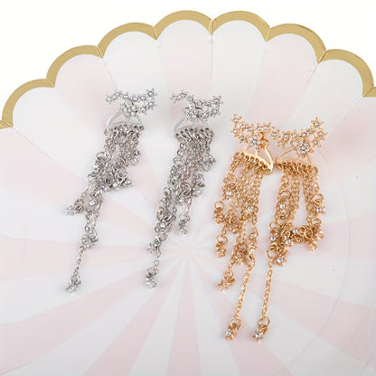 Exquisite star long fringed earrings, sparkling star design