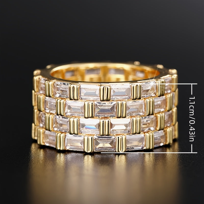 Vintage luxury zircon ring full of diamonds, unisex party banquet daily casual jewelry, suitable for gifts from family and friends