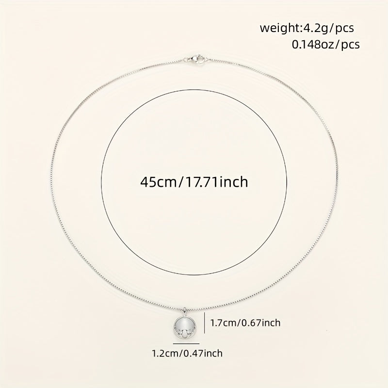 925 Silver Plated Moonstone Antlers Pendant Necklace Ladies Romantic Wedding Jewelry Gift