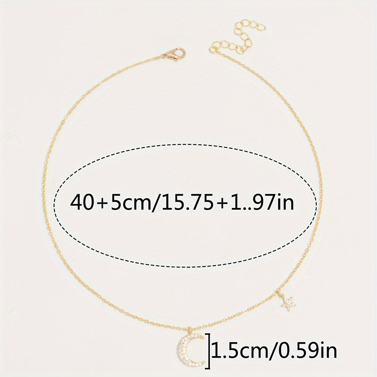 Delicate Zirconia Star Moon Pendant Collarbone Chain Women's Necklace Birthday Party Gift for Eid al-Fitr, Ramadan