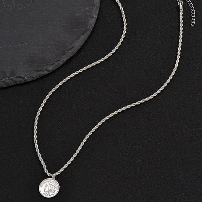 1 piece stainless steel coin head pendant necklace men