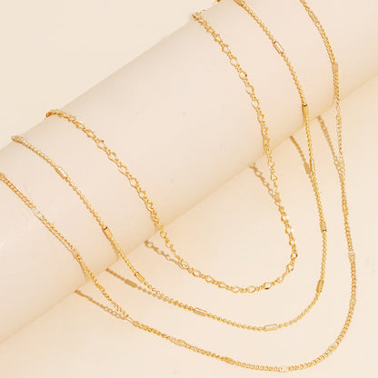 Minimalist multi-layer chain necklace women's thin chain plated 14k gold long necklace accessories gifts