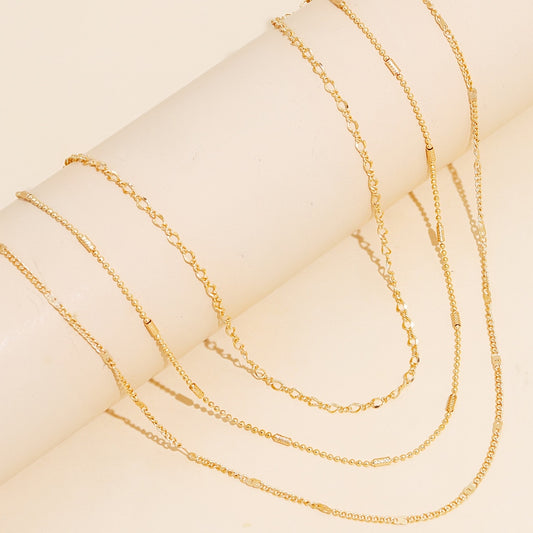 Minimalist multi-layer chain necklace women's thin chain plated 14k gold long necklace accessories gifts