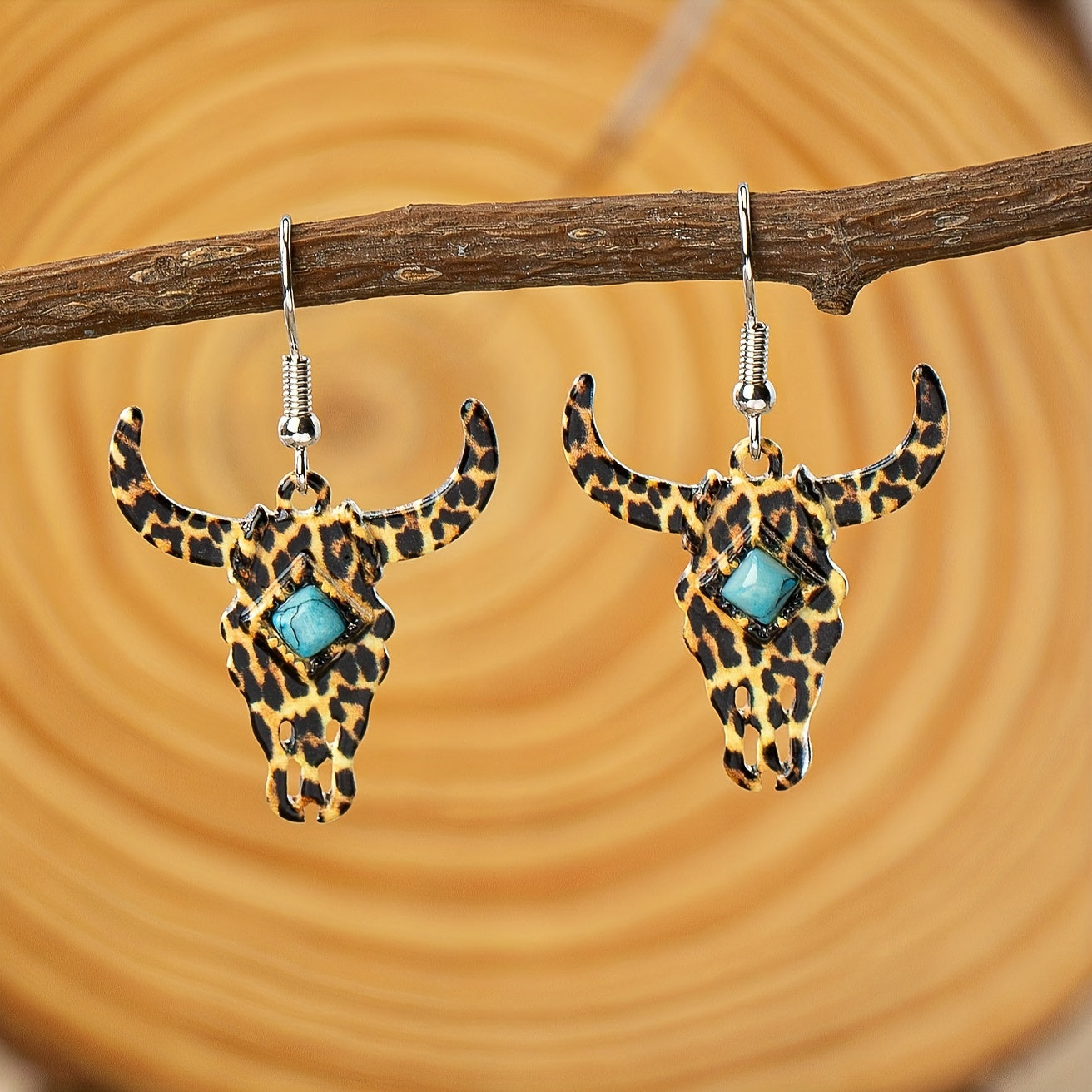 Western Vintage Bullhead Bohemian Style Turquoise Ladies Earrings