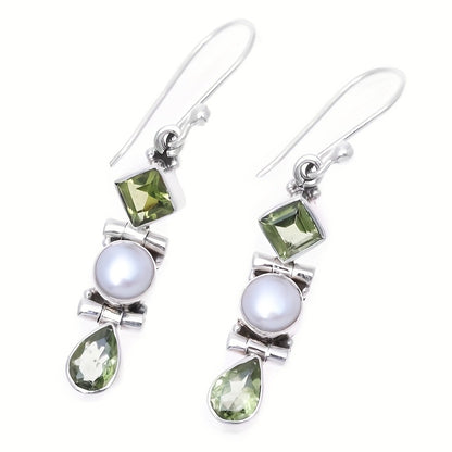 Vintage geometric square water drop green resin women's earrings