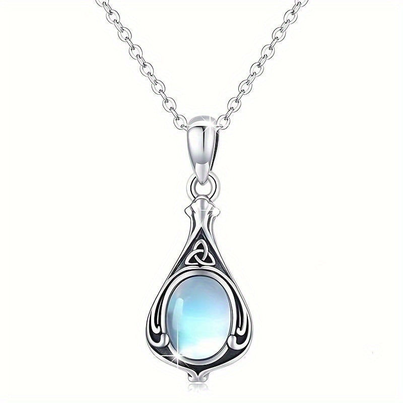 Jewel Pendant Necklace 925 Silver Plated Moonstone Necklace Women's Bridal Wedding Necklace Jewelry Gift