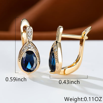 Exquisite Waterdrop zirconia Clip On Earrings 18K Gold Plated Multicolor zirconia Jewelry For Women