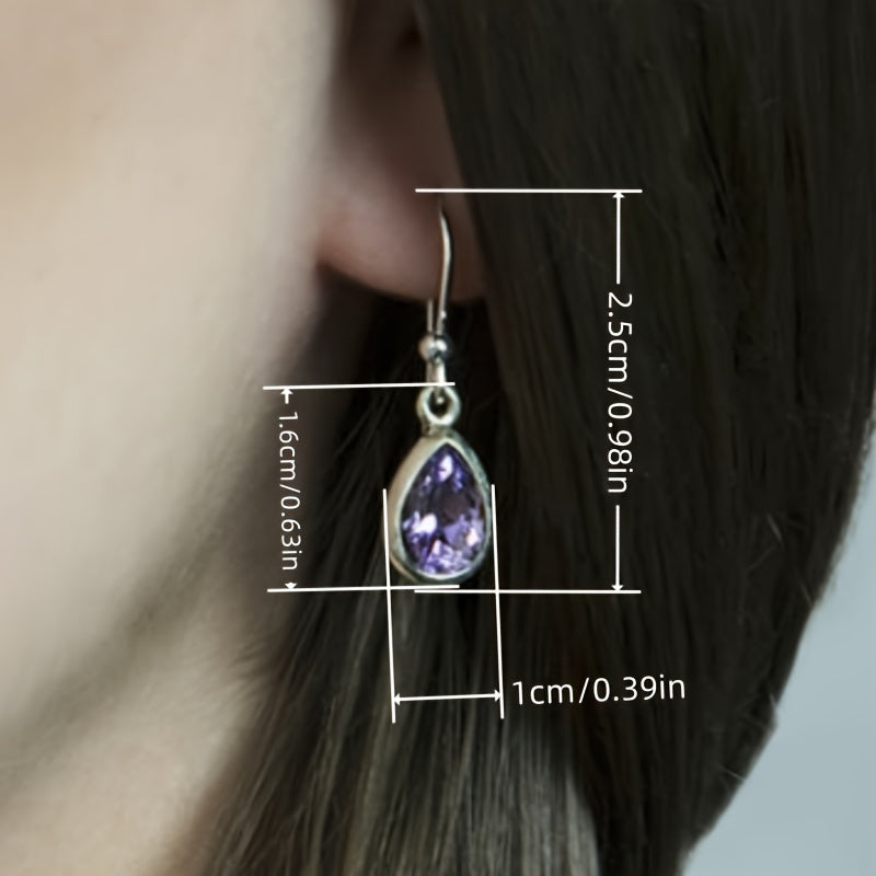 Drop Purple Synthetic Gemstone Decorative Pendant Earrings Bohemian Elegant Style Fashion Women's Earrings