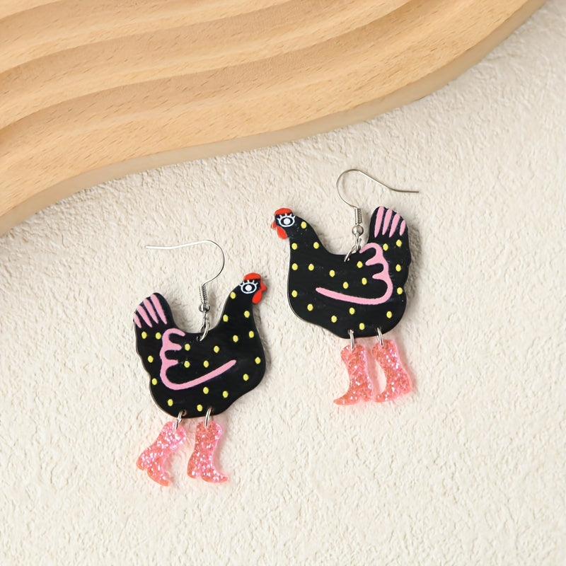 Funny cute chick heels acrylic earrings cartoon chick jewelry party accessories