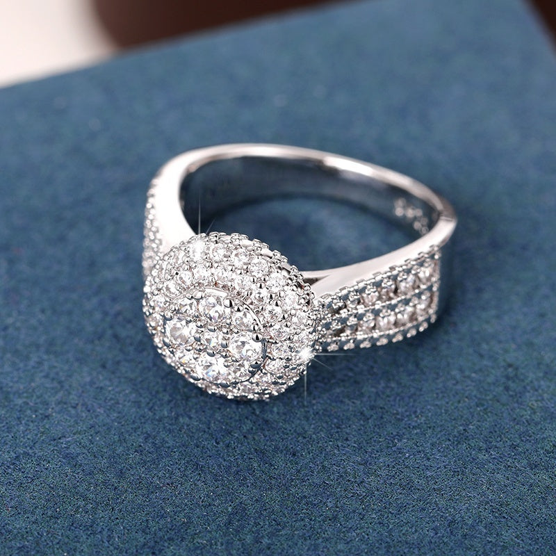 Luxury Ladies Engagement Ring 925 Silver Plated Miniature Zirconia Ring, Wedding Romantic Wedding Exquisite Jewelry Lover Gift