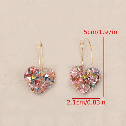 Classical style resin love pendant earrings - no plating, iron earrings, inlay material, preferred for Valentine's Day gifts