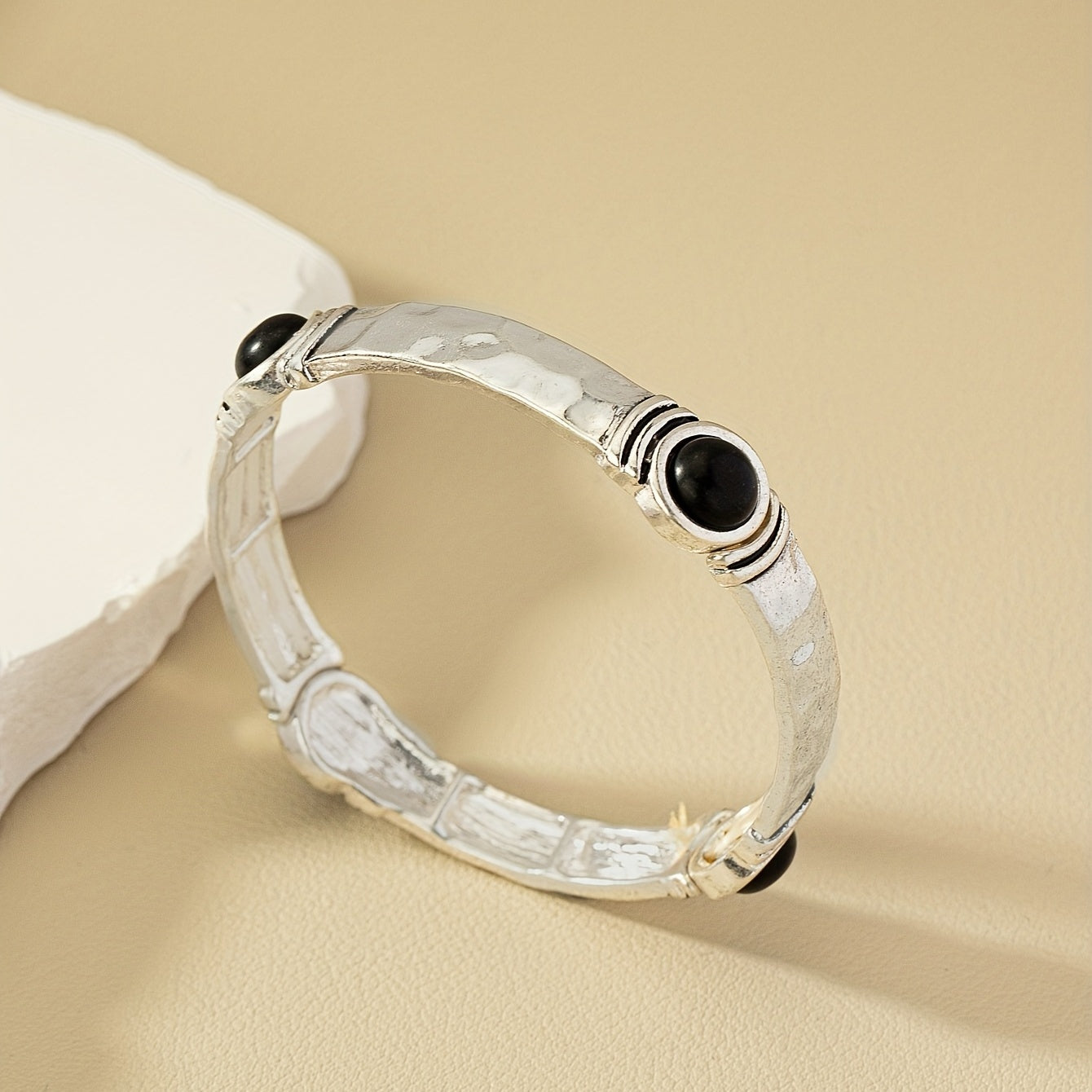 Simple retro natural stone turquoise elastic bracelet