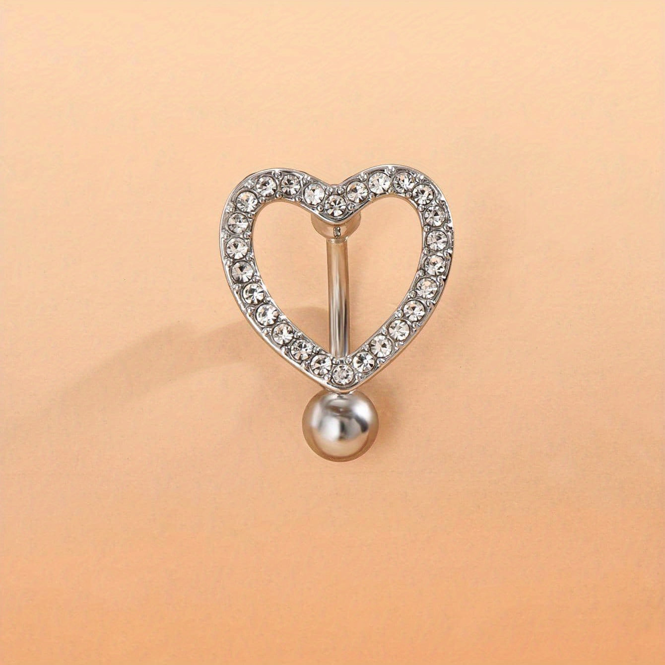 Shining Cubic Zirconia Heart Navel Ring - Sexy Hollow Design for Parties and Holidays