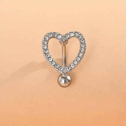 Shining Cubic Zirconia Heart Navel Ring - Sexy Hollow Design for Parties and Holidays