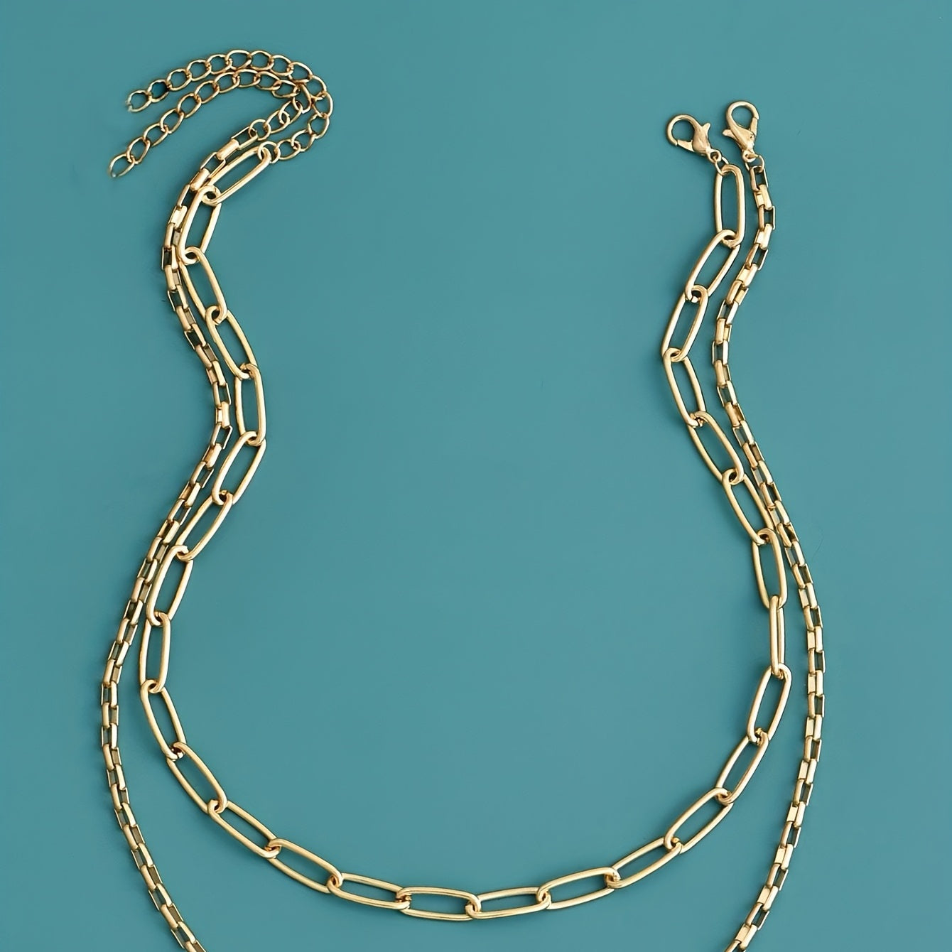 Fashion chain necklace, adjustable hip-hop collarbone chain set of 2 pieces