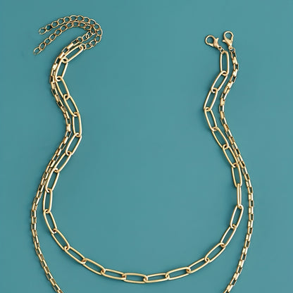 Fashion chain necklace, adjustable hip-hop collarbone chain set of 2 pieces