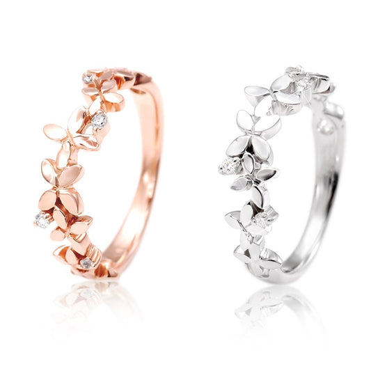 Sweet Leaf Flower Ring, Ladies 925 Silver Plated Zirconia Ring, Ladies, Everyday Casual Party Accessories